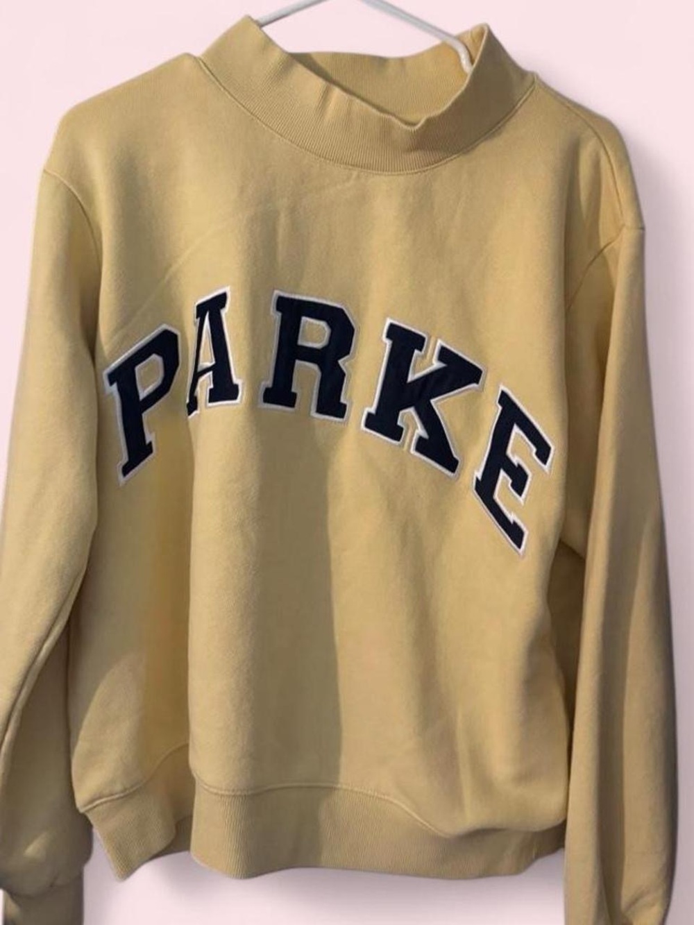Parker Soft Yellow Crewneck with Navy Lettering